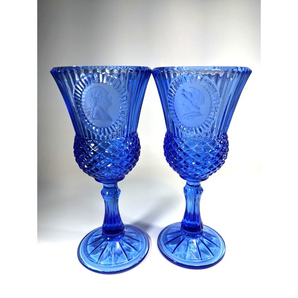 Avon Other - Set 2 Vintage FOSTORIA Avon George & Martha Washington Cobalt Blue Glass Goblets